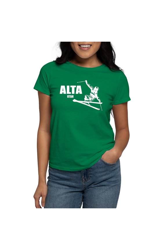 - Alta Utah Skier T Shirt - Women's Traditional Fit Dark T-Shirt