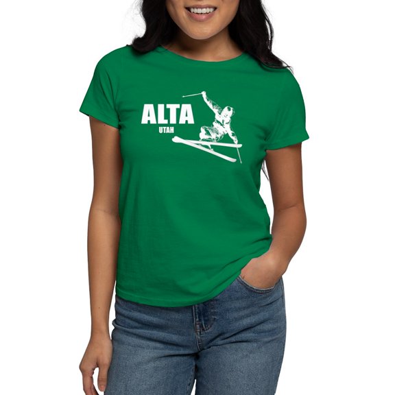 CafePress - Alta Utah Skier T Shirt - Women's Traditional Fit Dark T-Shirt