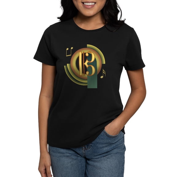 CafePress - Alto/Tenor Clef Deco Women's Dark T Shirt - Women's Traditional Fit Dark T-Shirt