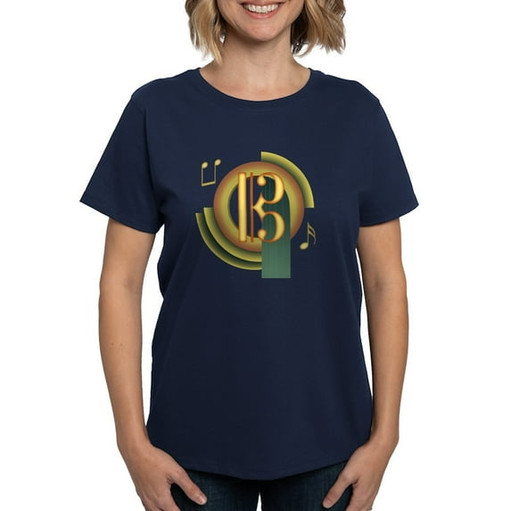 CafePress - Alto/Tenor Clef Deco Women's Dark T Shirt - Women's Traditional Fit Dark T-Shirt