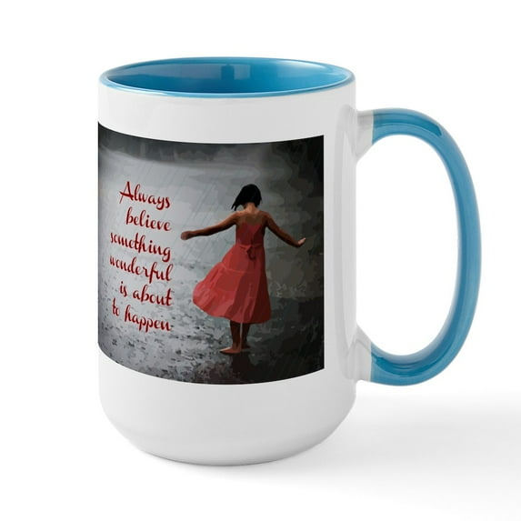 CafePress - Always Believe Stainless Steel Travel Mugs - 15 oz Ceramic Large White Novelty Mug