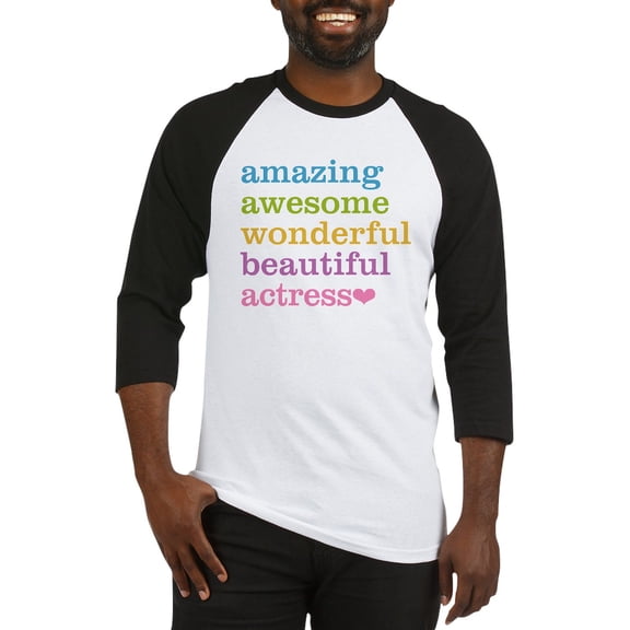 CafePress - Amazing Actress Baseball Jersey - Cotton Baseball Jersey, 3/4 Raglan Sleeve Shirt