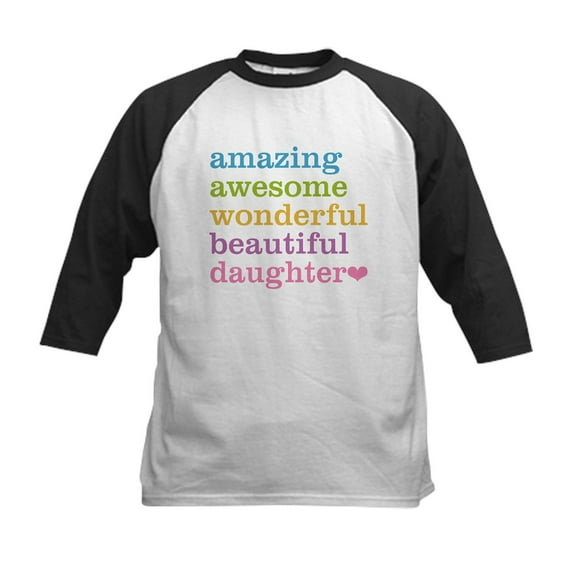 CafePress - Amazing Daughter Kids Baseball Jersey - Kids Cotton Baseball Jersey, 3/4 Sleeve Shirt