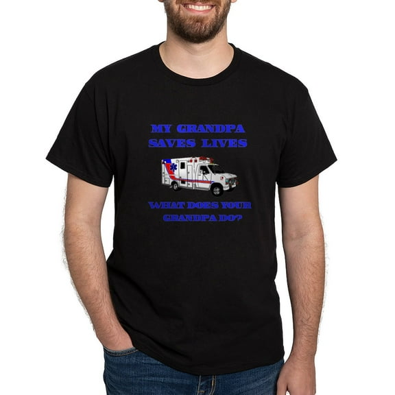 CafePress - Ambulance Saves Lives Grandpa Dark T Shirt - Men's Classic Graphic Cotton T-Shirt