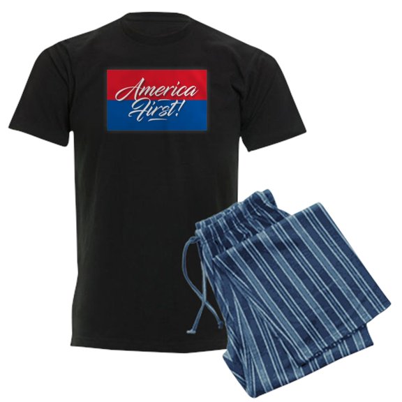 CafePress - America First Pajamas - Men's Dark Loose Fit Cotton Pajama Set