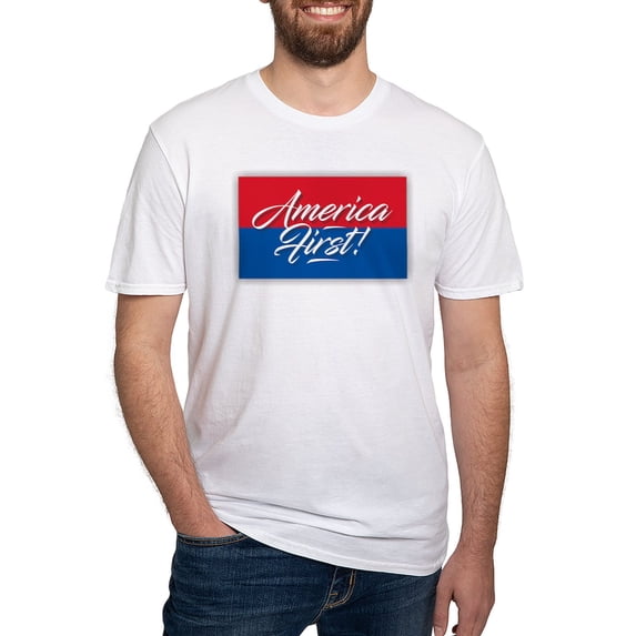 CafePress - America First T Shirt - Fitted T-Shirt, Vintage Fit Soft Cotton Tee
