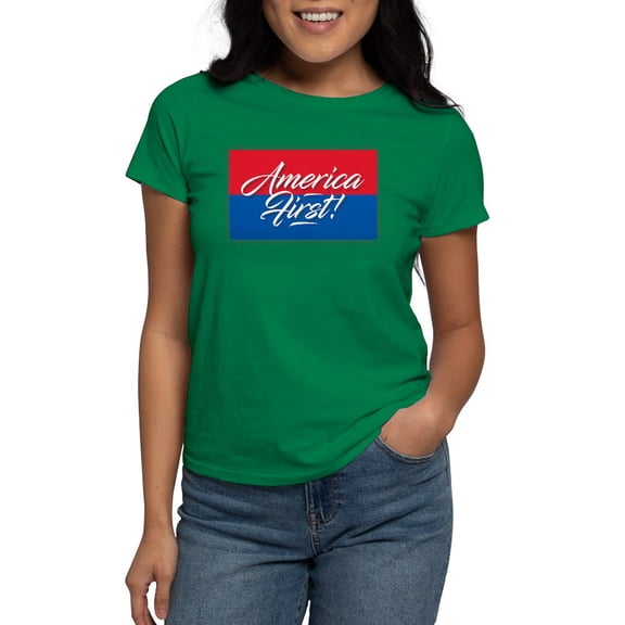 CafePress - America First T Shirt - Women's Traditional Fit Dark T-Shirt