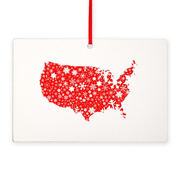 CafePress - America Map Christmas - Wood Rectangle Ornament 6"x4"