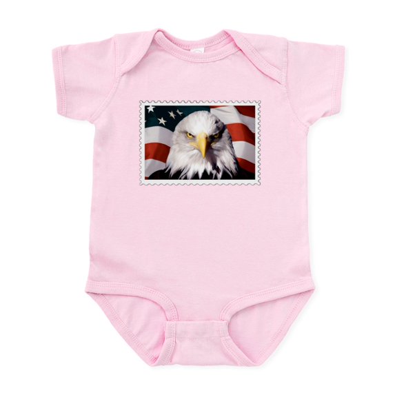 CafePress - American Bald Eagle With Flag Body Suit - Baby Light Bodysuit, Size Newborn - 24 Months