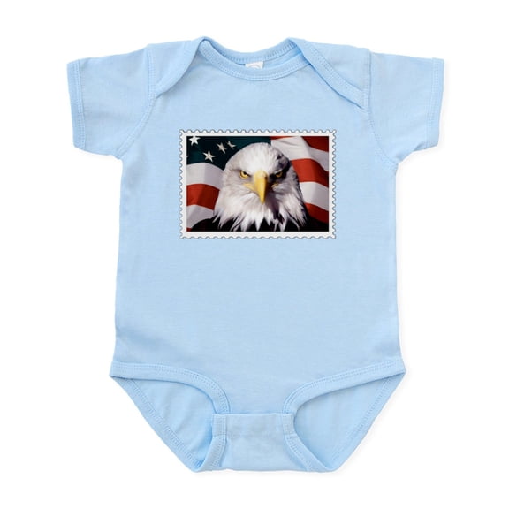 CafePress - American Bald Eagle With Flag Body Suit - Baby Light Bodysuit, Size Newborn - 24 Months