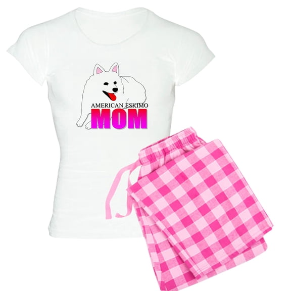 CafePress - American Eskimo Dog Women's Light Pajamas - Women's Short Sleeve Print T-Shirt and Pants Light Cotton Pajama Set