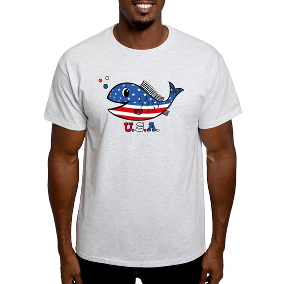 CafePress - American Fishy Light T Shirt - Men's Classic Graphic T-Shirt