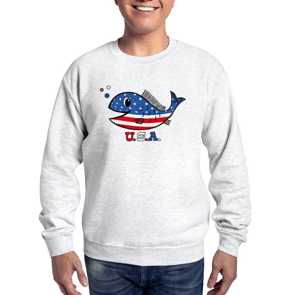 CafePress - American Fishy Sweatshirt - Crew Neck Sweatshirt