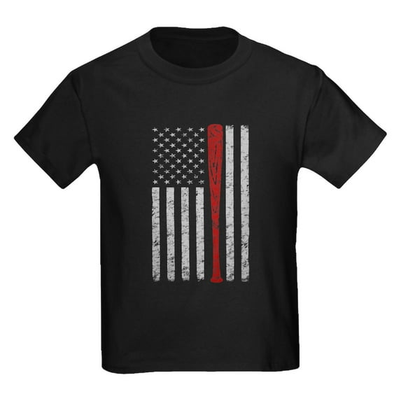 CafePress - American Flag Baseball Vintage Grunge T Shirt - Dark T-Shirt Kids XS-XL