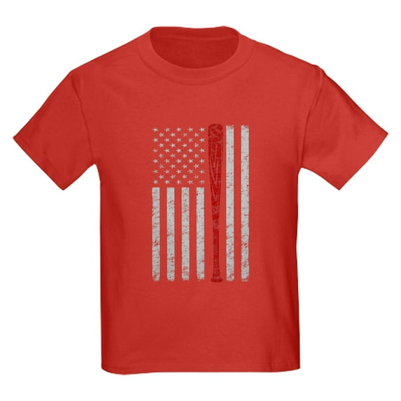 CafePress - American Flag Baseball Vintage Grunge T Shirt - Dark T-Shirt Kids XS-XL