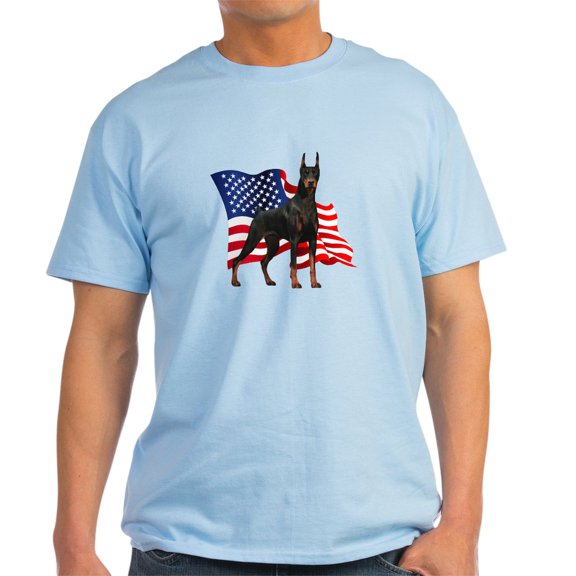 CafePress - American Flag Doberman Light T Shirt - Men's Classic Graphic T-Shirt
