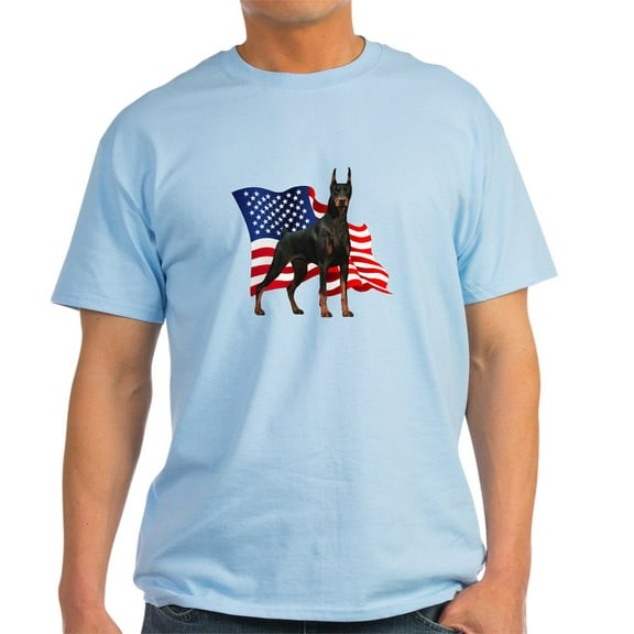 CafePress - American Flag Doberman Light T Shirt - Men's Classic Graphic T-Shirt