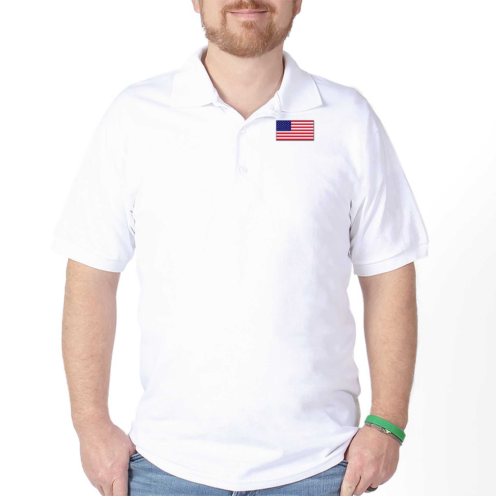 CafePress - American Flag Golf Shirt - Golf Shirt, Pique Knit Golf Polo - image 1 of 4