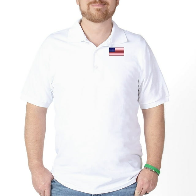 CafePress - American Flag Golf Shirt - Golf Shirt, Pique Knit Golf Polo