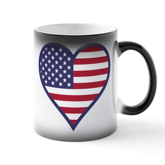CafePress - American Flag Heart - 11 oz Color Changing Magic Mug