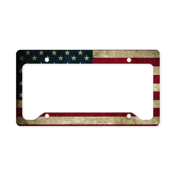 CafePress - American Flag License Plate Holder - Aluminum License Plate Frame, License Tag Holder