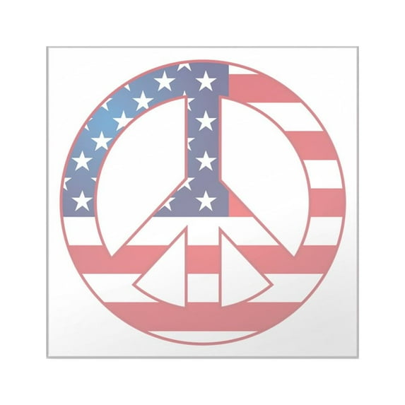 CafePress - American Flag Peace Sign Square Sticker 3 X 3 - Square Sticker 3" x 3"