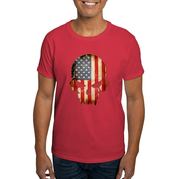 CafePress - American Flag Skull Dark T Shirt - Men's Classic Graphic Cotton T-Shirt