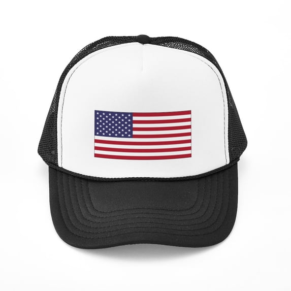 CafePress - American Flag - Trucker Hat - Polyester Foam Front and Nylon Mesh Weave Back