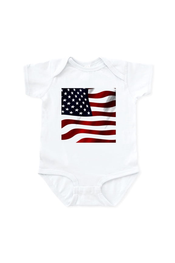 - American Flag USA Body Suit - Baby Light Bodysuit, Size Newborn - 24 Months