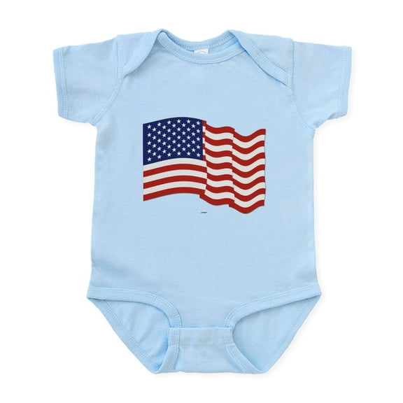 CafePress - American Flag Waving Body Suit - Baby Light Bodysuit, Size Newborn - 24 Months