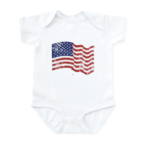 CafePress - American Flag Waving Distressed Infant Bodysuit - Baby Light Bodysuit, Size Newborn - 24 Months