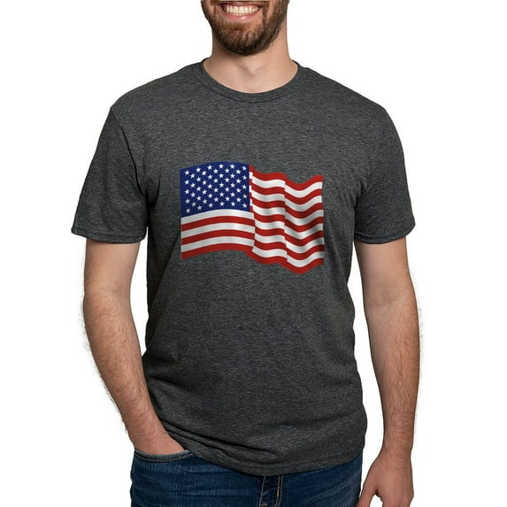 CafePress - American Flag Waving Men's Deluxe T Shirt - Mens Tri-blend T-Shirt