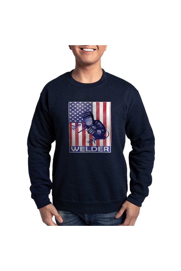 - American Flag Welder Design Welding Ima Sweatshirt - Classic Crew Neck Sweatshirt