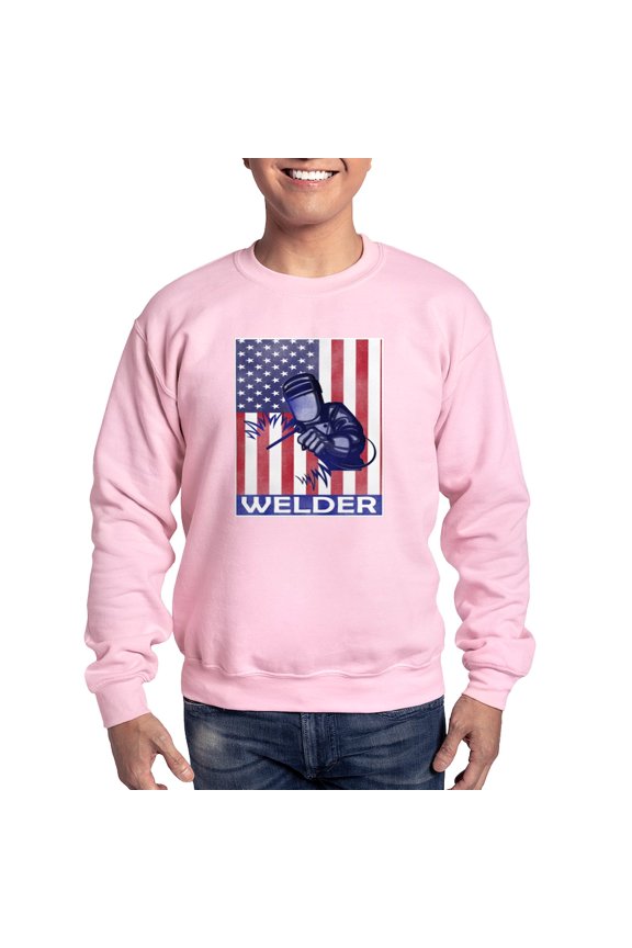 - American Flag Welder Design Welding Ima Sweatshirt - Crew Neck Sweatshirt
