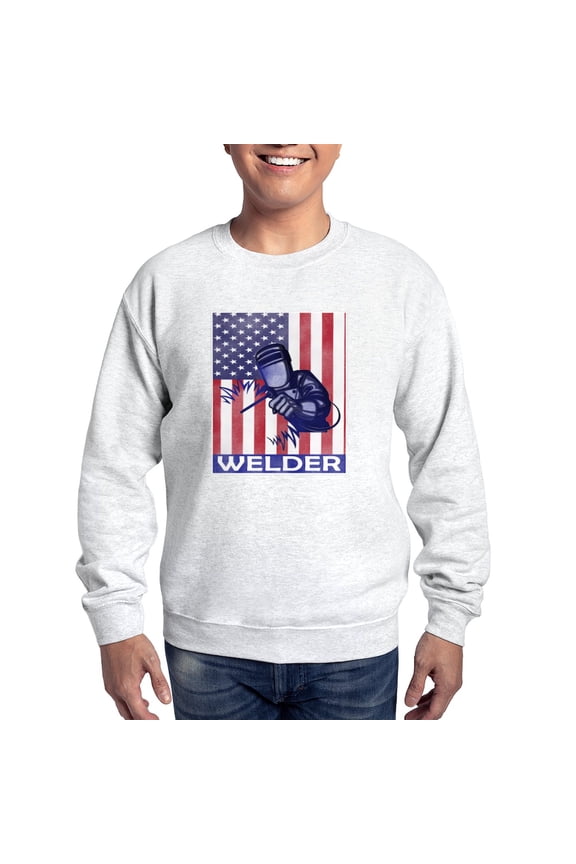 - American Flag Welder Design Welding Ima Sweatshirt - Crew Neck Sweatshirt
