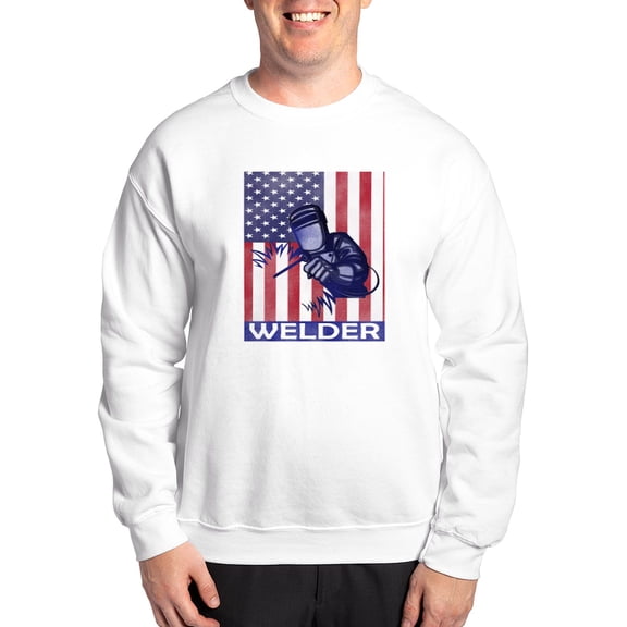 CafePress - American Flag Welder Design Welding Ima Sweatshirt - Crew Neck Sweatshirt