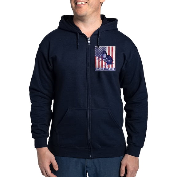CafePress - American Flag Welder Design Welding Ima Sweatshirt - Zip Hoodie, Classic Hooded Sweatshirt with Metal Zipper