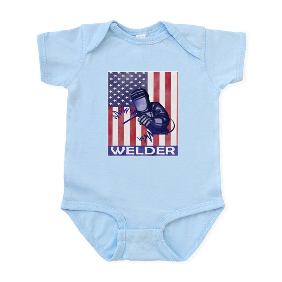 CafePress - American Flag Welder Design Welding Imag Body Suit - Baby Light Bodysuit, Size Newborn - 24 Months