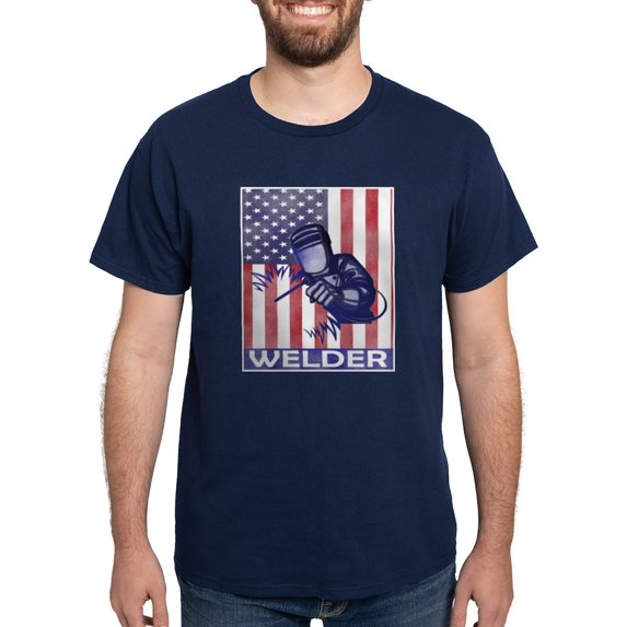 CafePress - American Flag Welder Design Welding Image T Shirt - Men's Classic Graphic Cotton T-Shirt