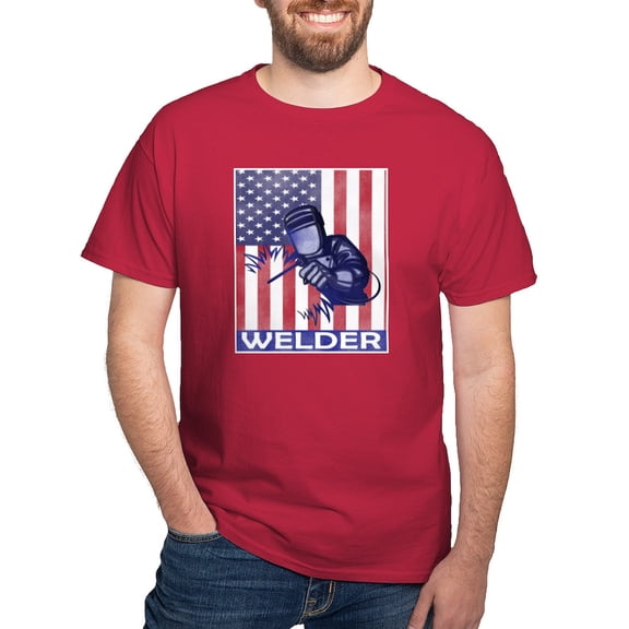 CafePress - American Flag Welder Design Welding Image T Shirt - Men's Classic Graphic Cotton T-Shirt