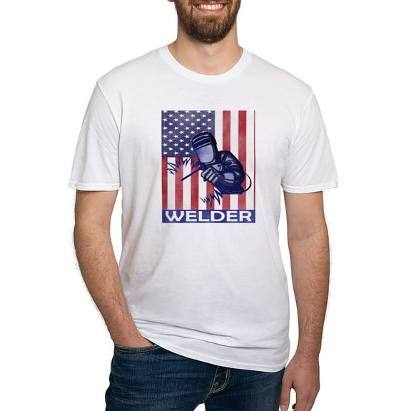 CafePress - American Flag Welder Design Welding Image T Shirt - Fitted T-Shirt, Vintage Fit Soft Cotton Tee