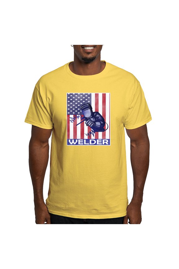 - American Flag Welder Design Welding Image T Shirt - Men's Classic Graphic T-Shirt