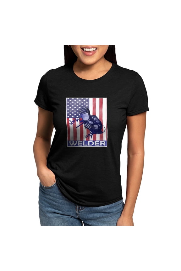 - American Flag Welder Design Welding Image T Shirt - Womens Tri-blend T-Shirt