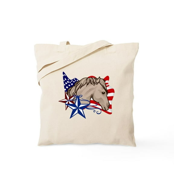 CafePress - American Flag With Horse Tote Bag - Unisex Canvas Tote Bag, Beige, 1-Piece