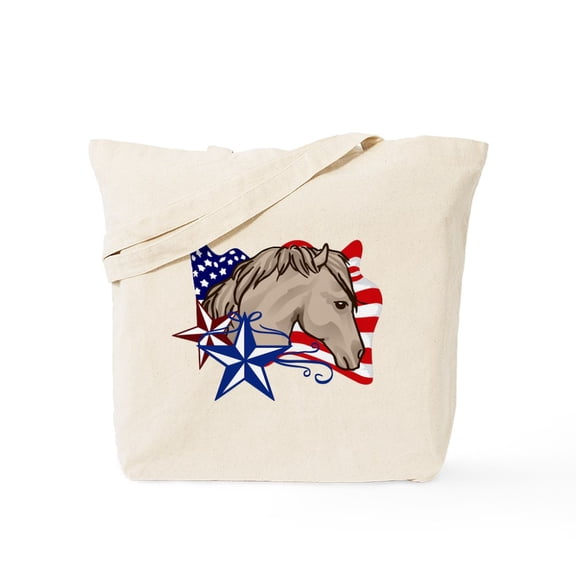 CafePress - American Flag With Horse Tote Bag - Unisex Canvas Tote Bag, Beige, 1-Piece