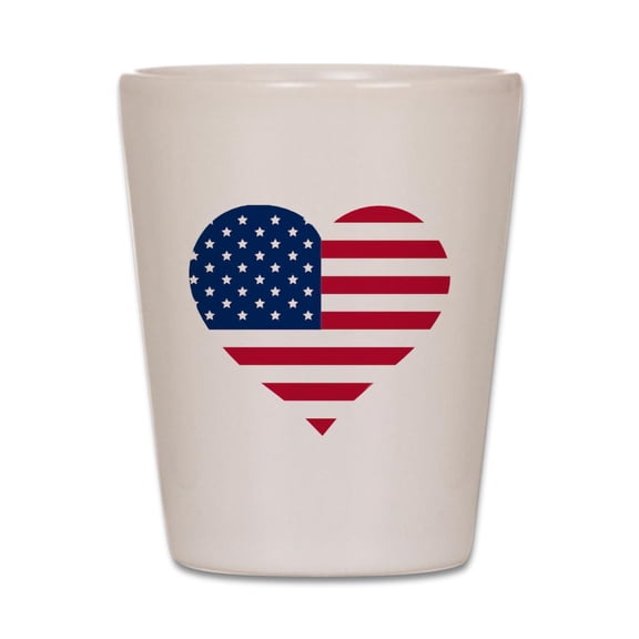 CafePress - American Heart - White Shot Glass, Unique and Funny Shot Glass