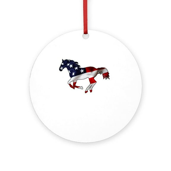 CafePress - American Horse - Round Wood Ornament 4"