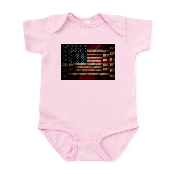 CafePress - American Leather Flag Body Suit - Baby Light Bodysuit, Size Newborn - 24 Months