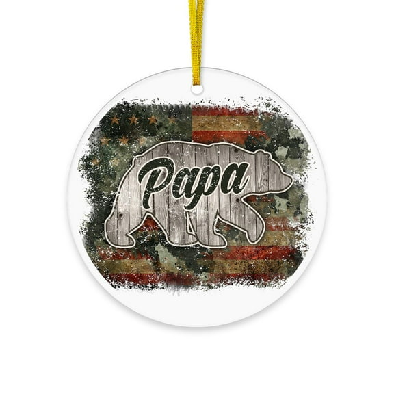 CafePress - American Papa Bear - Acrylic Circle Christmas Ornament