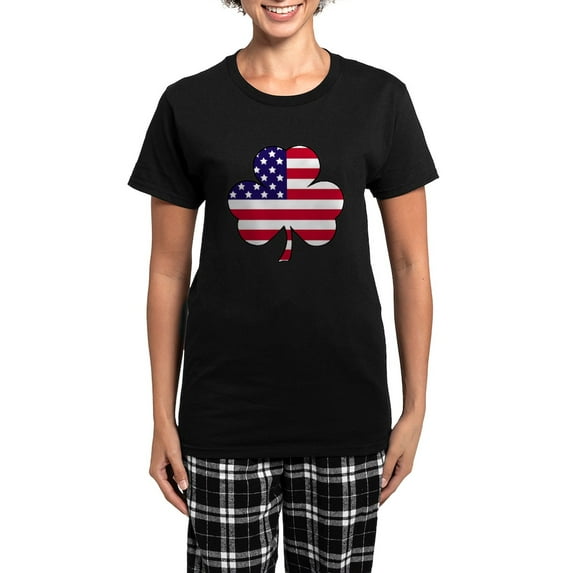 CafePress - American Shamrock' Women's Dark Pajamas - Women's Short Sleeve Print T-Shirt and Pants Dark Cotton Pajama Set